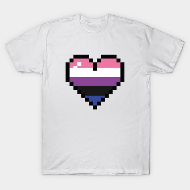 Genderfluid 8 bit heart T-Shirt by MandyDesigns